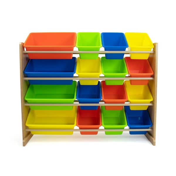 Humble Crew Pacific Natural/Multi-Colored Super Sized Toy Storage Organizer with 16 Storage Bins