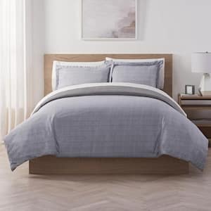 Supersoft 3-Piece Dark Grey Solid Polyester Full/Queen Cooling Duvet Set