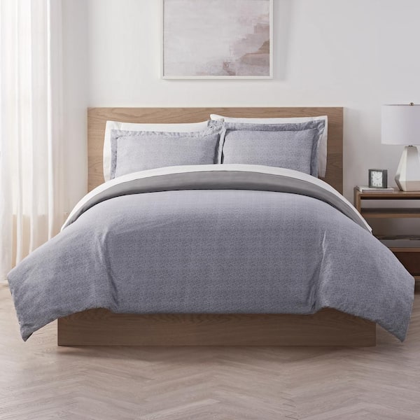 Serta Supersoft 3-Piece Dark Grey Solid Polyester King Cooling Duvet Set