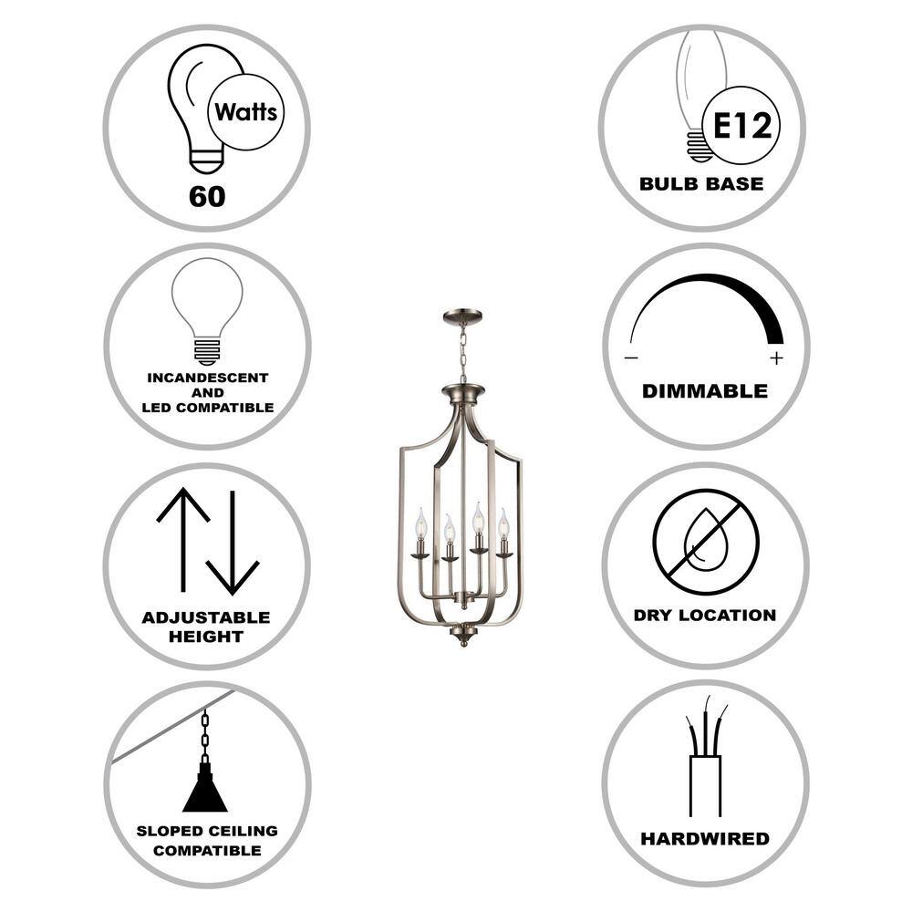 Hillcrest Brushed Nickel 4-Light 16" Wide Classic Pendant