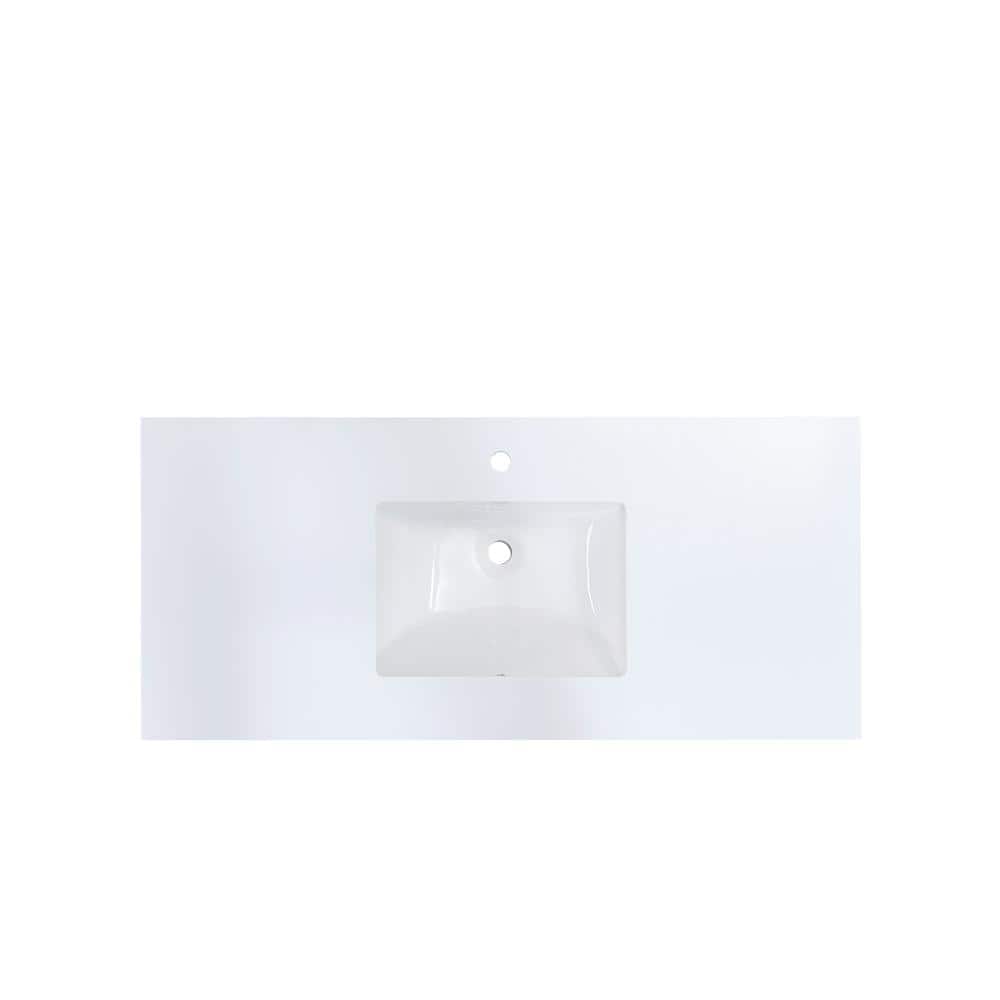 Snow White 49 in. Stone Vanity Top with Integrated Sink