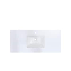 49 in. Engineered Composite Stone Single Basin Vanity Top in White with White Basin