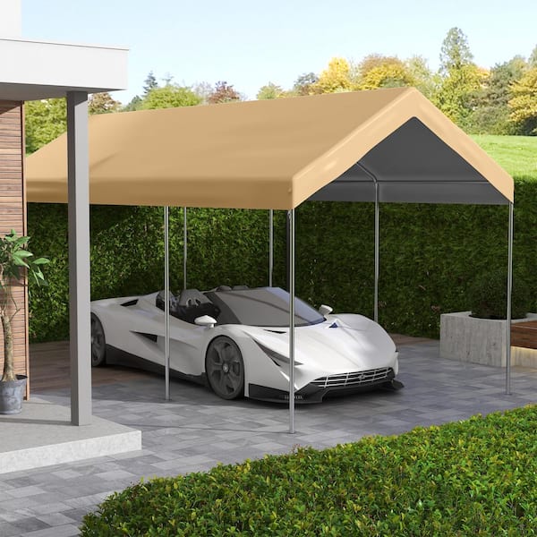 10 ft. W x 20 ft. D x 9.6 ft. H Beige Roof Plastic Carport