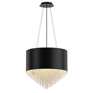 19.68 in. 4-Light Black Modern Crystal Round Chandeliers Luxury Raindrop Chandeliers