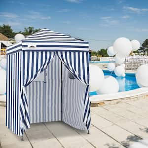 5 ft. x 5 ft. Pop Up Privacy Tent Foldable Outdoor Portable Dressing Changing Room Shelter, White/Blue