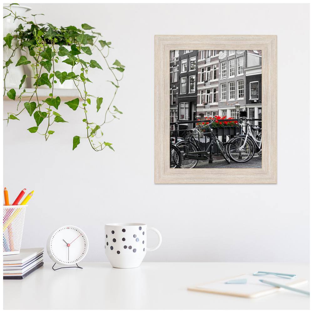 Hardwood Whitewash Narrow Wood Picture Frame 11x14 Inches