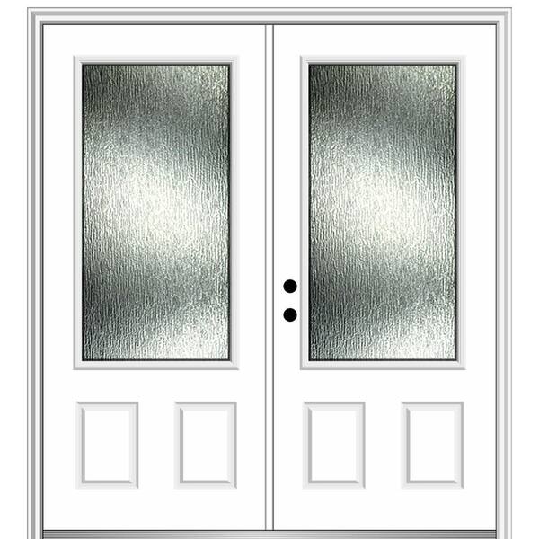 Mmi Door 72 In X 80 In Right Hand Inswing 3 4 Lite Rain Glass 2 Panel Primed Prehung Front Door On 6 9 16 In Frame Zr The Home Depot
