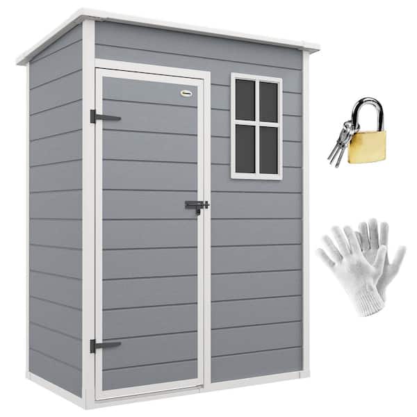 Outsunny 5 ft. W x 3 ft. D Metal Garden Storage Shed with Door, Lock, Vent (15 sq. ft.)