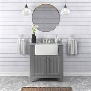 Davenport 31 in. W x 19 in. D Bath Vanity in Twilight Gray with Granite Vanity Top in Viscont White with Farmhouse Sink