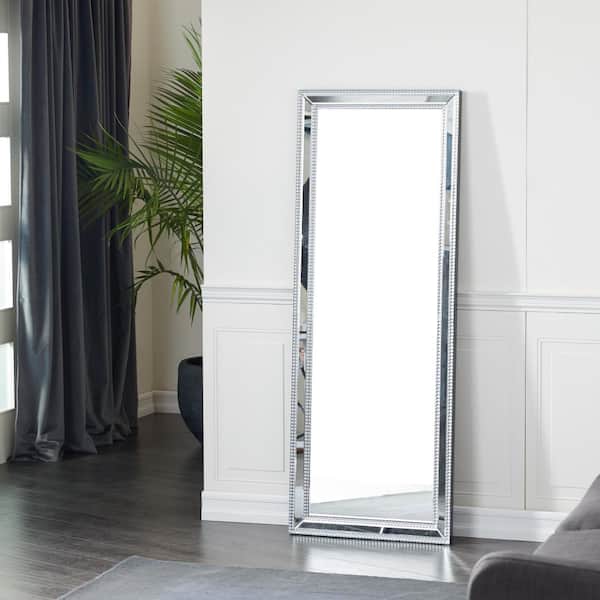 Litton Lane 63 in. x 24 in. Rectangle Framed Silver Wall Mirror