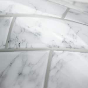 White Carrara Marble Subway 10.5 in. x 10.5 in. x 0.06 in. Vinyl Peel and Stick Backsplash