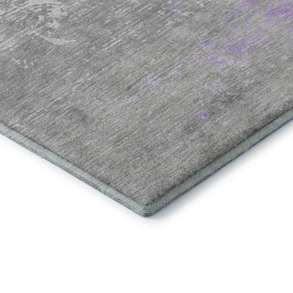 Mayfield Premium Machine Washable Abstract AMF1777 Lavender 2 ft. 3 in. x 7 ft. 6 in. Runner Rug