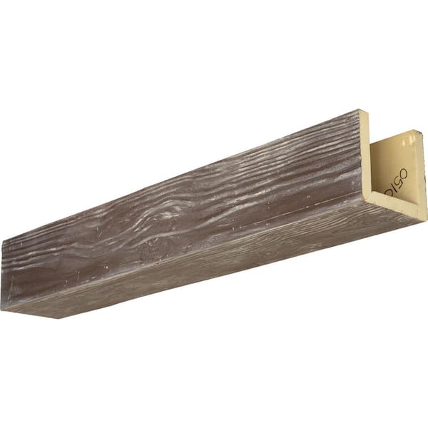 Ekena Millwork 8 in. x 12 in. x 22 ft. 3-Sided (U-Beam) Sandblasted Vintage Mahogany Faux Wood Ceiling Beam