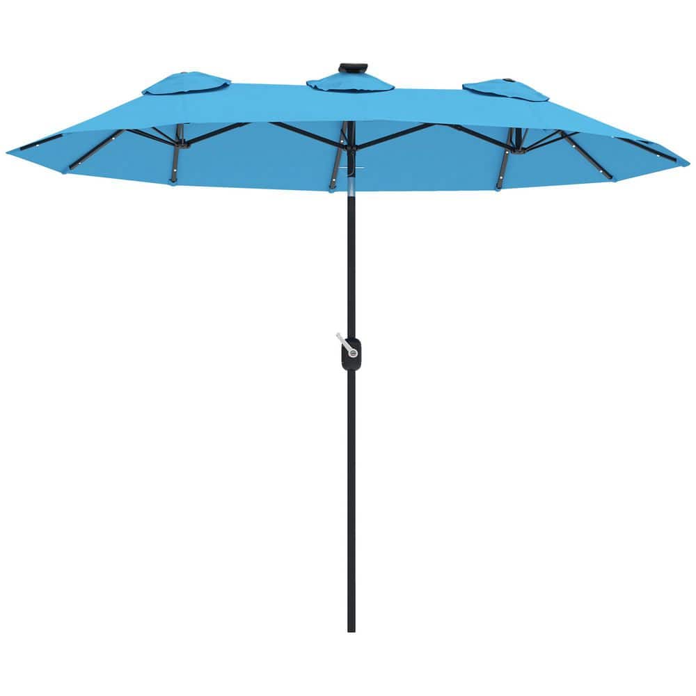 9.7 ft. Double Sided Patio Umbrella in Light Blue, Large Outdoor Market Umb