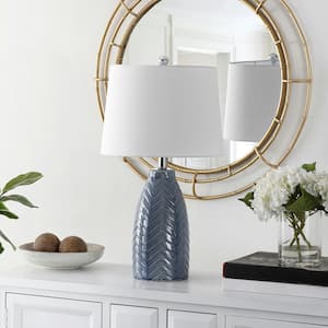Naji 24.5 in. Gray Table Lamp with White Shade