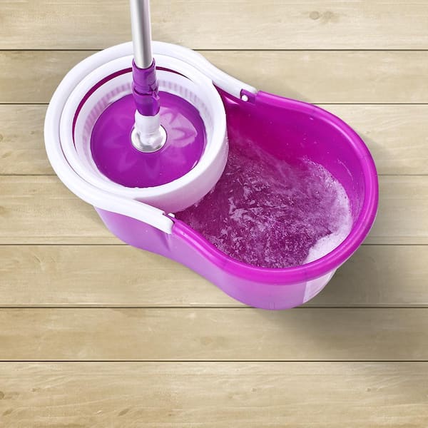 Microfiber Spin Mop String with Bucket Mop Kit Pink