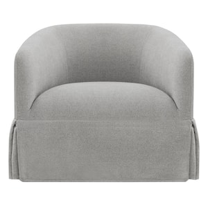 Chloe Dove Gray 30 in. Wide Fabric Swivel Accent Chair Modern Slipcovered Barrel Armchair for Bedroom or Living Room