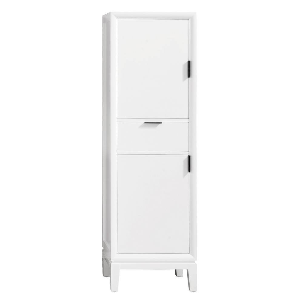 65" White Solid Wood Linen Tower with Adjustable Shelving