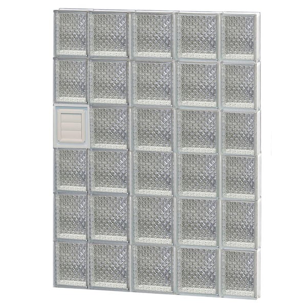 Clearly Secure 34.75 in. x 46.5 in. x 3.125 in. Frameless Diamond Pattern Glass Block Window with Dryer Vent