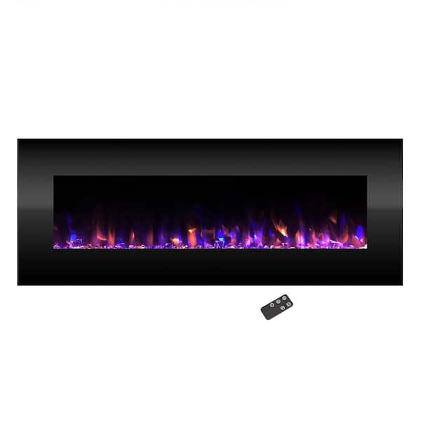 Northwest 54 in. No Heat LED Fire and Ice Electric Fireplace with Remote in Black