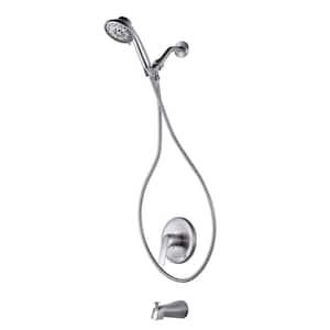 Single Handle 7-Spray Tub and Shower Faucet 1.8 GPM in. Brushed Nickel Valve Included