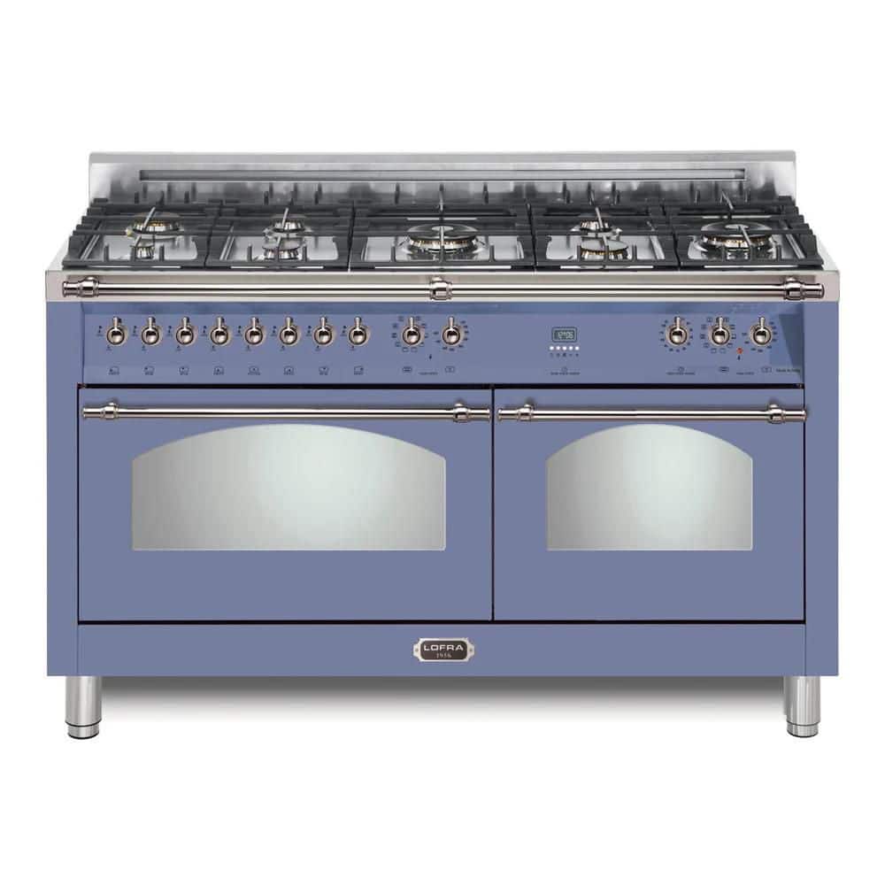 Dolcevita Series 60 in. 8 Burners Freestanding Dual Fuel Natural Gas Range in Pigeon Blue with Chrome Trim price history on PriceWatchPro