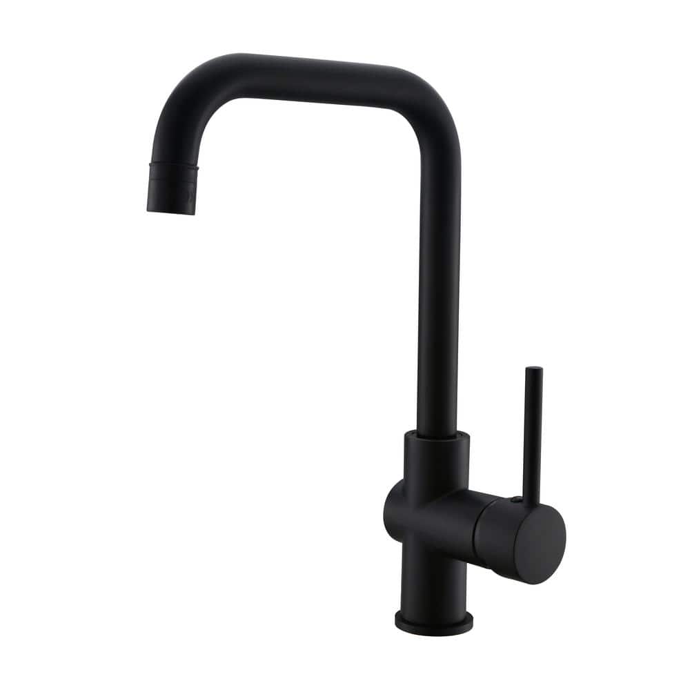 Single Handle 1 Hole Deck Mounted Bathroom Faucet with Goose Neck in Matte 
