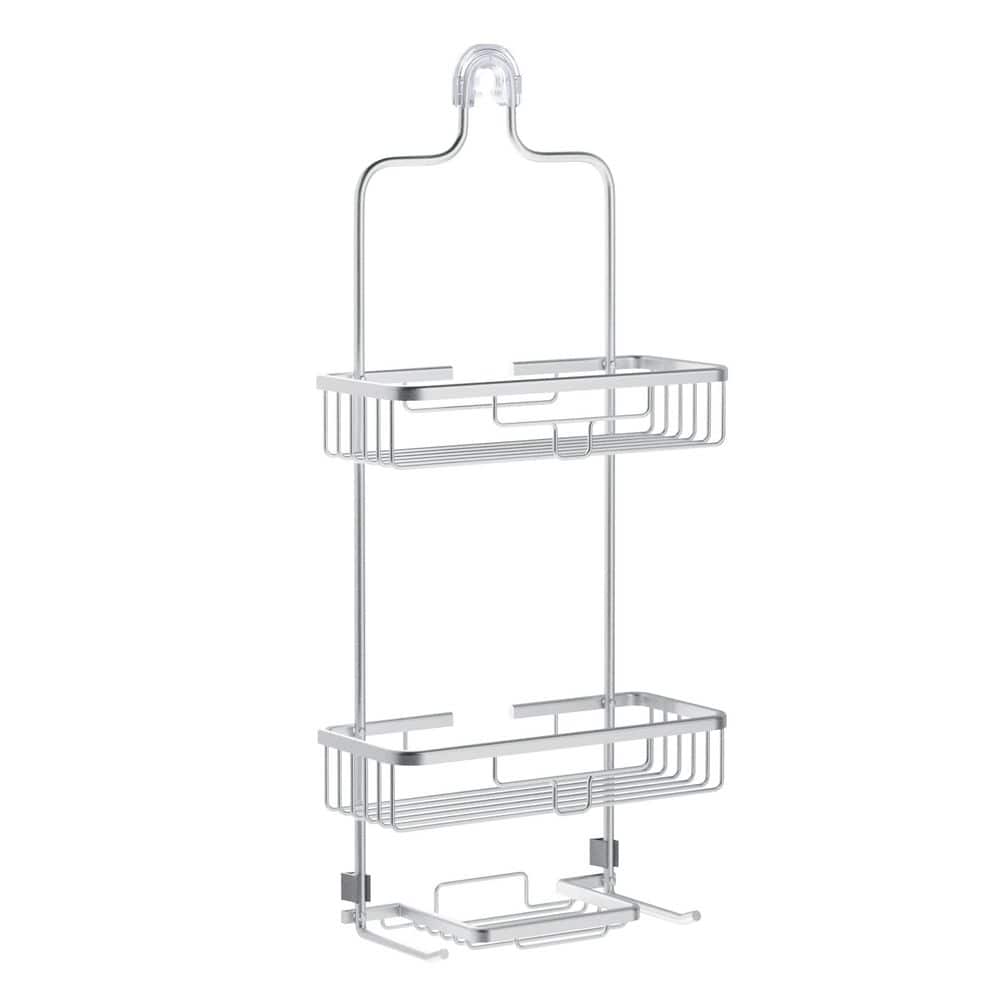 Large Satin Nickel Over-the-Shower Caddy with 2 Shelves