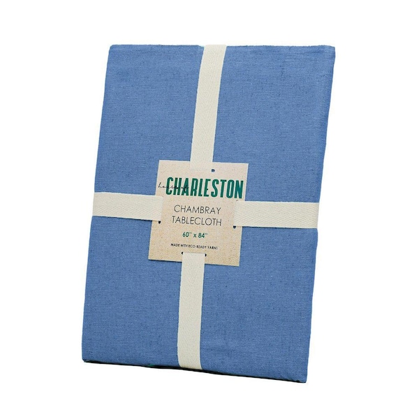 Charleston 60 in. W x 120 in L Ash Blue Solid Cotton Rich Tablecloth