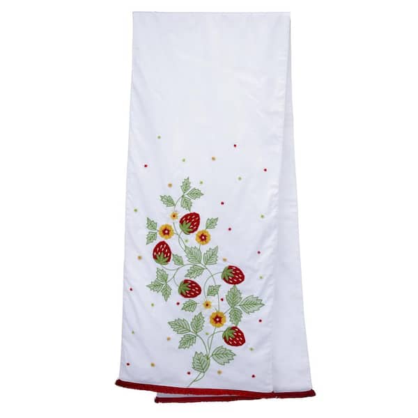 14X72" Embroidered Beaded Strawberry Table Runner