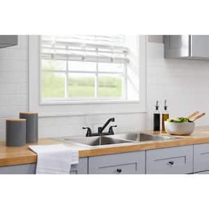 Constructor Double-Handle Standard Kitchen Faucet in Matte Black