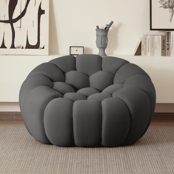 49.21 in. Flared Arm Polyester Curved Bubble Sectional Sofa in Dark Gray One-Seater For Living Room Apartment