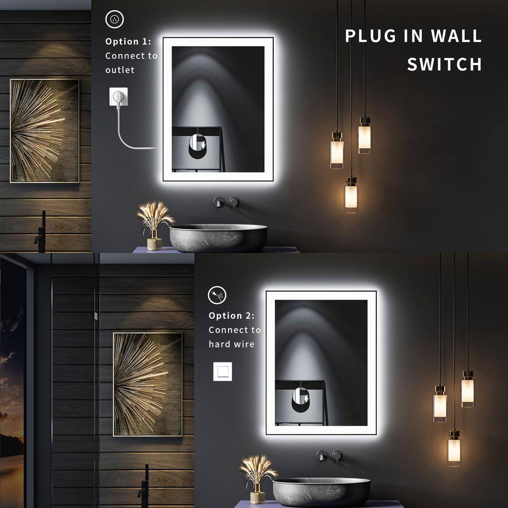 Oversized Matte Black Aluminum Frameless LED Vanity Mirror