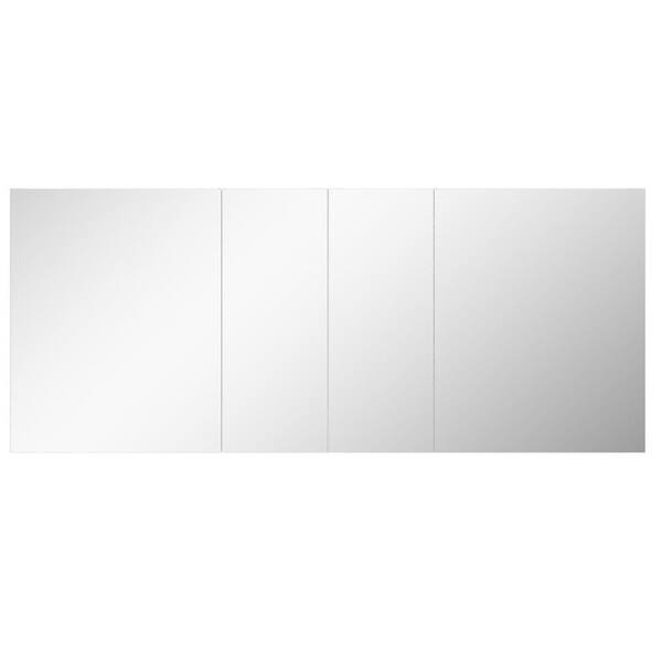 72 in. W x 30 in. H Rectangular Frameless Aluminum Medicine Cabinet with Mirror and Soft-Close Hinges