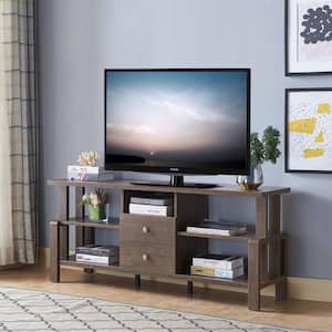 Walnut Oak TV Stand Fits TV's up to 48 in. with Barn Door