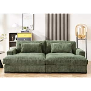 Maryellen 90 in. Width 54 in. Depth Square Arm Polyester Rectangle Straight Sofa in Green