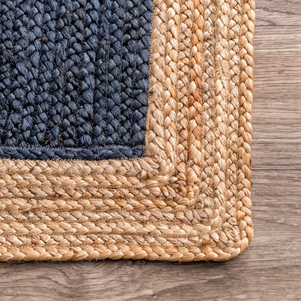 Handmade Blue Jute Rectangle Area Rug, 3' x 5'