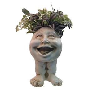 14 in. Antique White Aunt Minnie Muggly Planter Garden Statue Holds 6 in. Pot