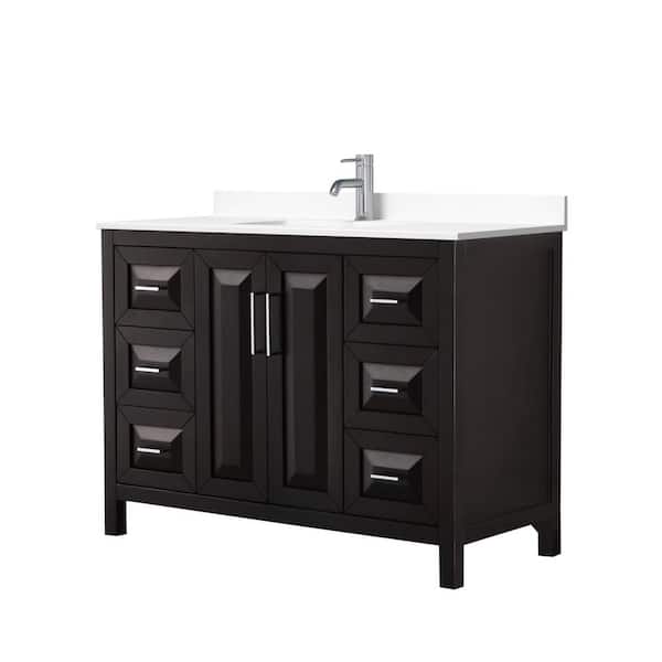 Wyndham Collection Daria 48in.Wx22 in.D Single Vanity in Dark Espresso with Cultured Marble Vanity Top in White with White Basin