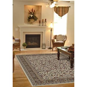 Jewel Kashan Ivory 5 ft. Round Area Rug