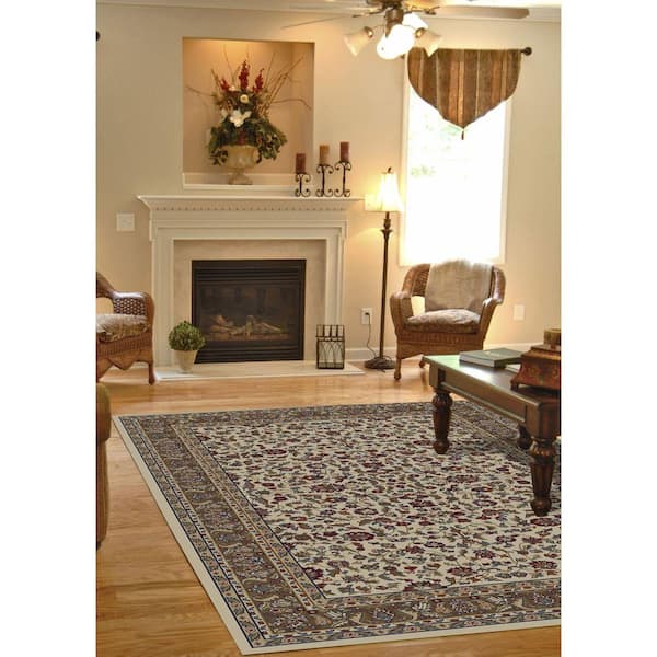 Jewel Kashan Ivory 7 ft. x 9 ft. Area Rug