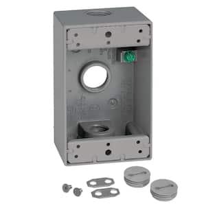 1-Gang Metal Weatherproof Electrical Outlet Box with (3) 3/4 inch Holes, Gray