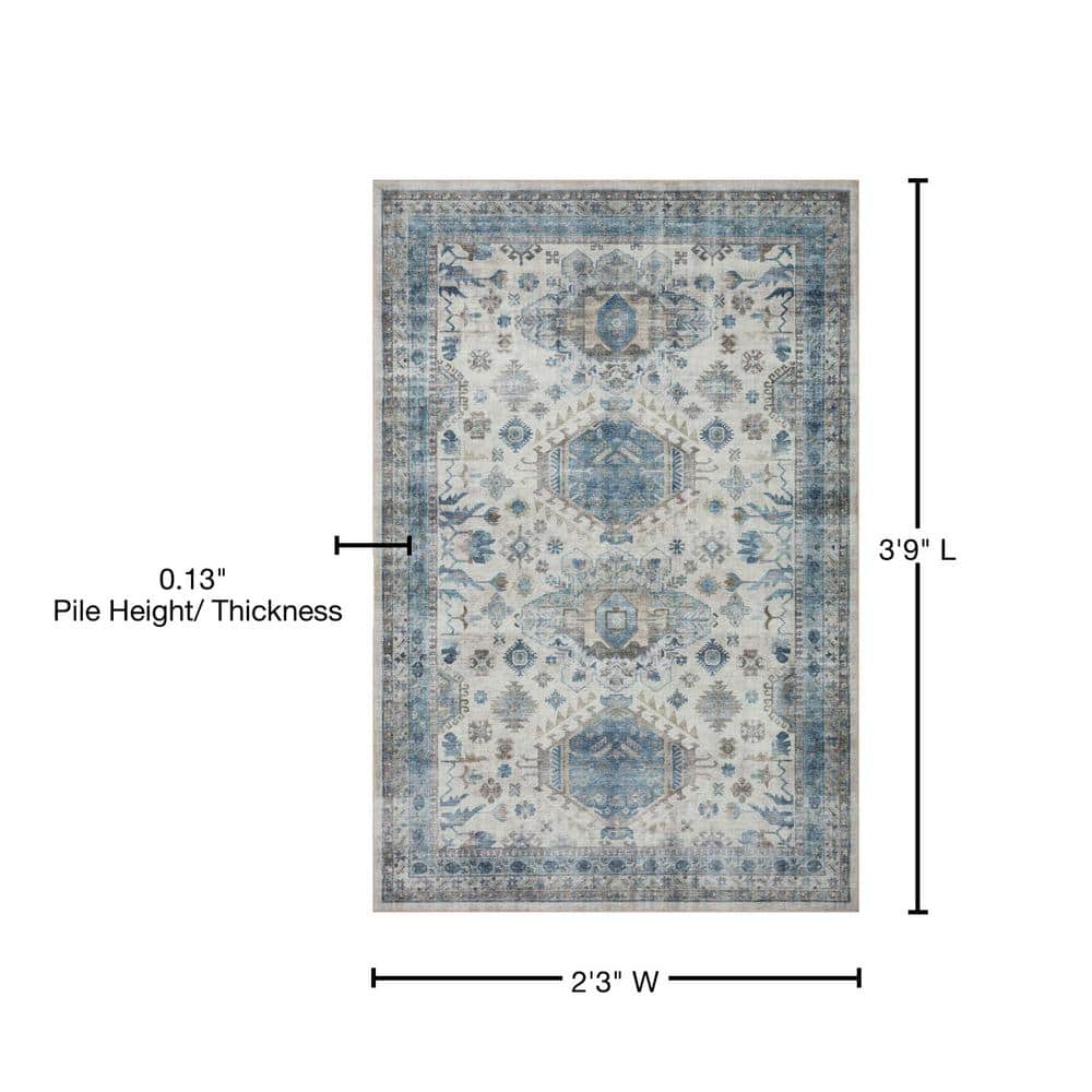 Ivory Medallion Synthetic Easy Care Area Rug 27" x 45"