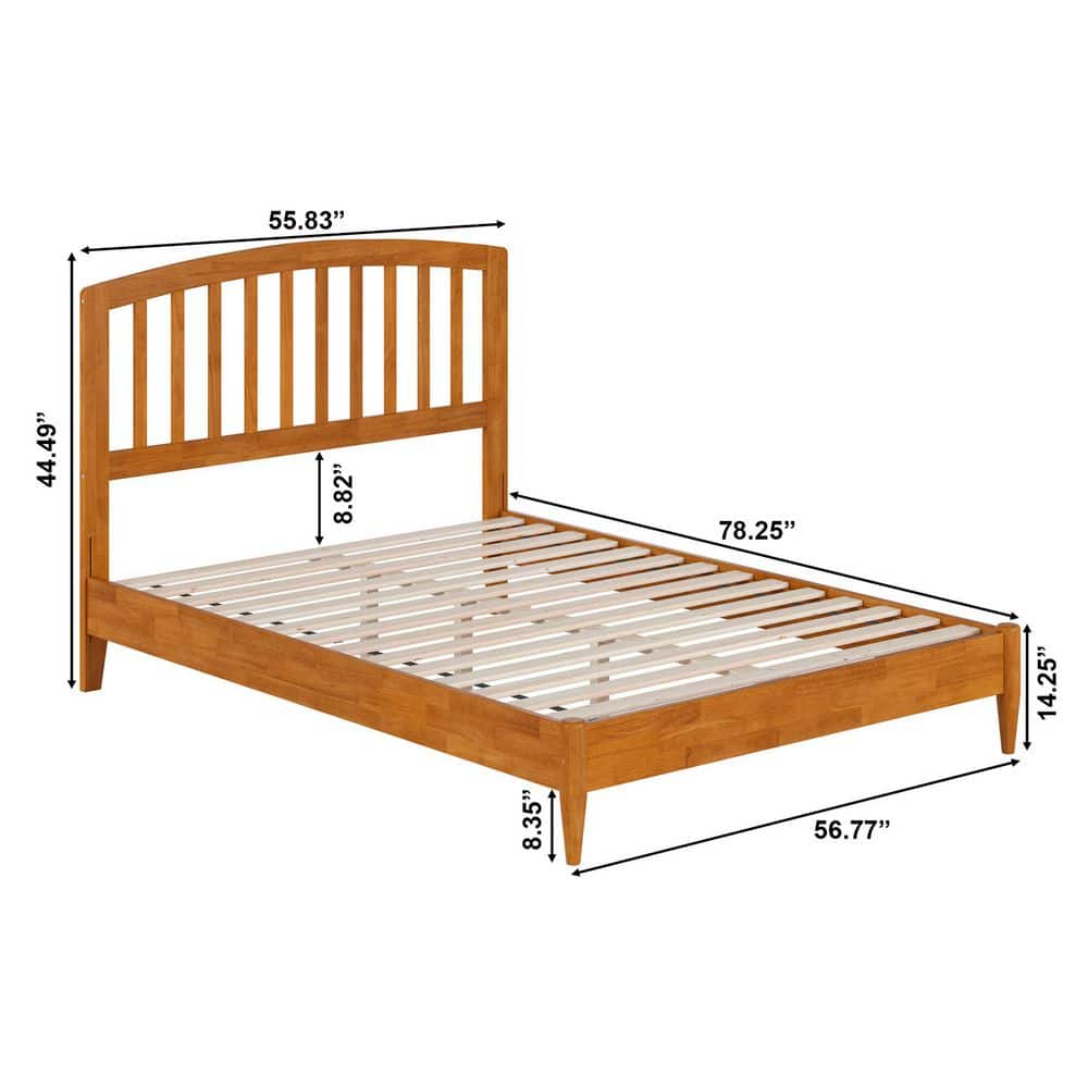 Quincy Light Toffee Full Wood Platform Bed with Slats