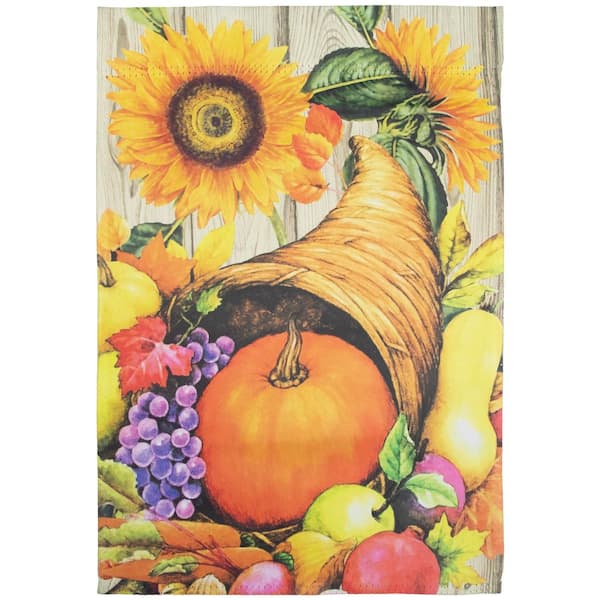 Cornucopia and Flowers Autumn Harvest Outdoor House Flag 28 in. x 40 in.
