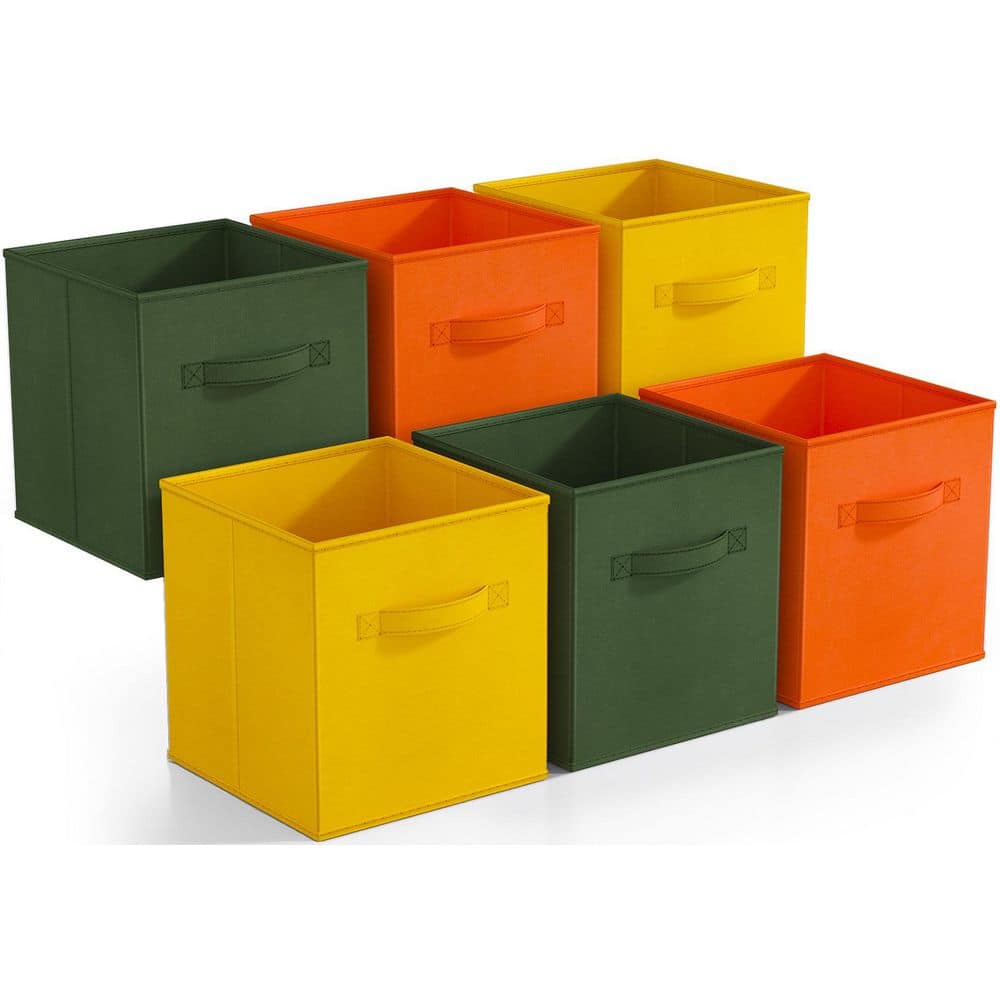 Foldable Storage Cubes with Handles, Multicolored 10.5 in x 11 in Fabric De