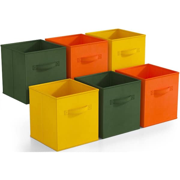 Sorbus Foldable Storage Cubes with Handles, Multicolored 10.5 in x 11 in Fabric Decorative Basket (Set of 6), Closet Organizer