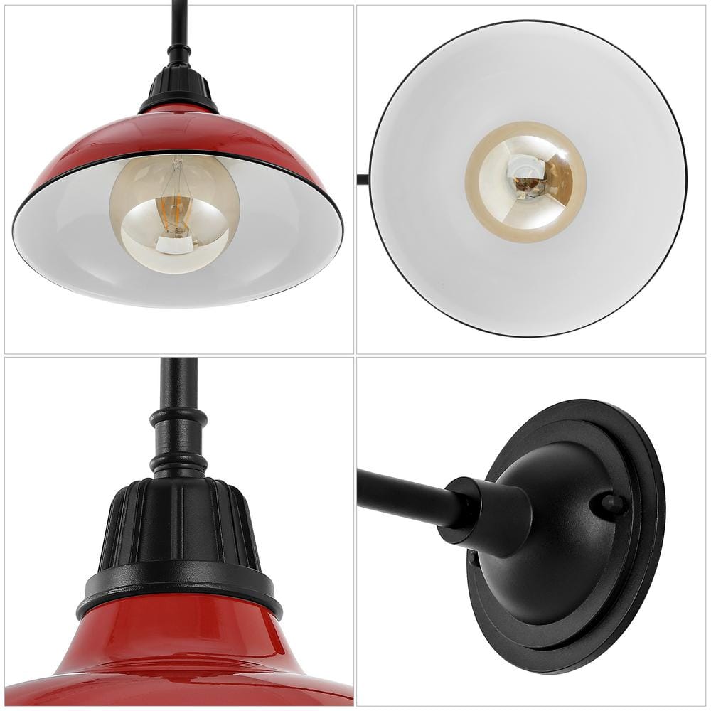 Aurora 12.25" Red and Black Iron LED Gooseneck Arm Sconce