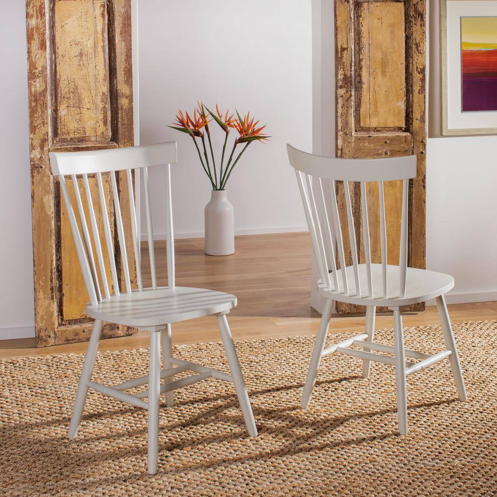 Off-White Oak Windsor Slat Back Side Chair Set