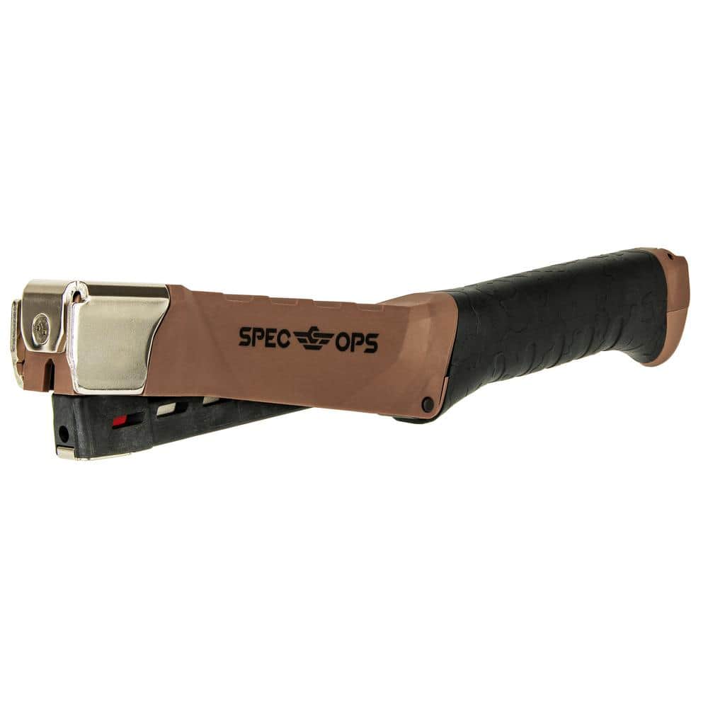 SPEC OPS HeavyDuty Hammer Tacker, 5/16 in. 1/2 in. Staples, Metal Strike Cap SPECHT100 The